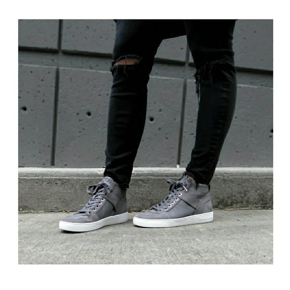 Michael Michael Kors Matty High Top Mesh Grey Suede Sneakers Size 9 MED